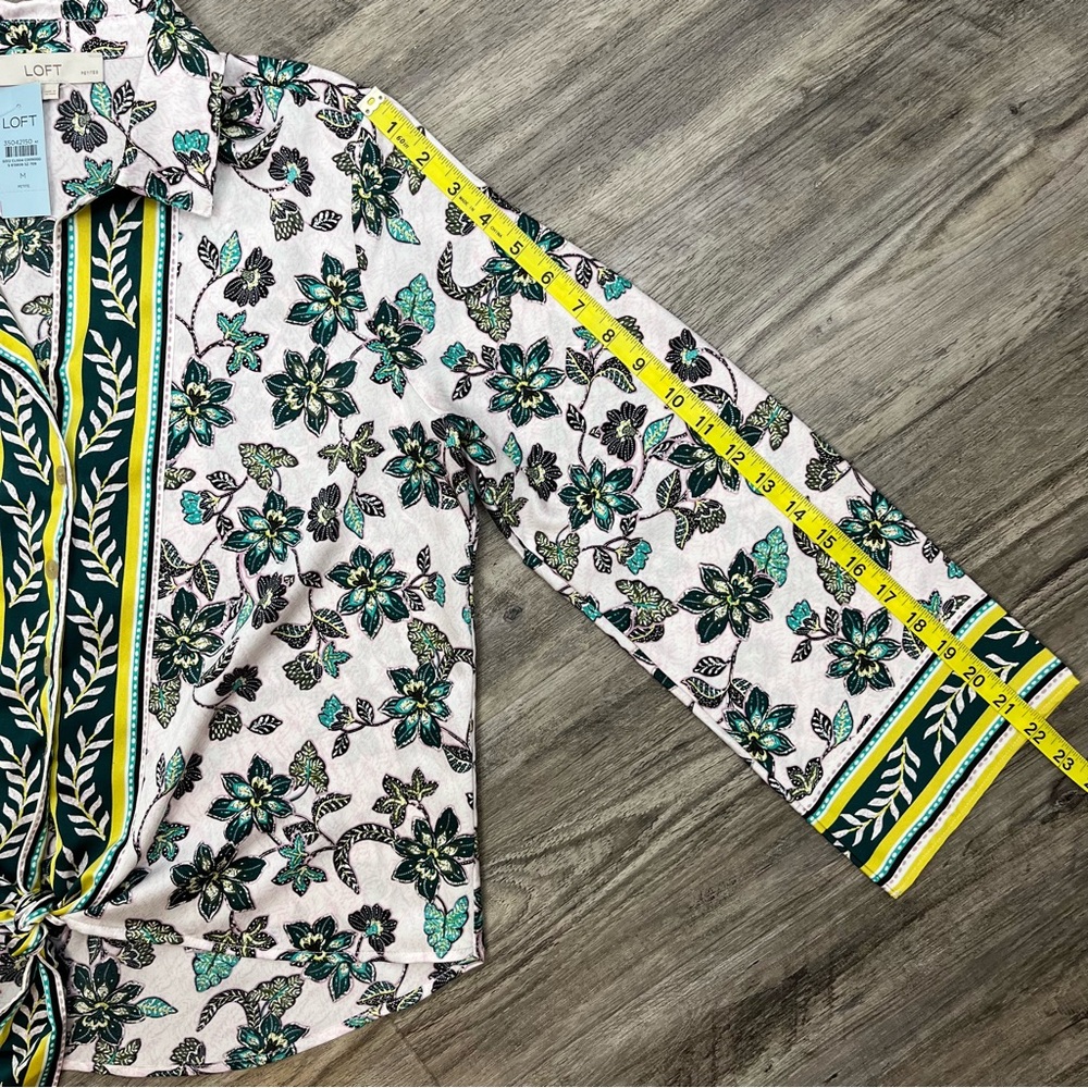 LOFT Floral 3/4 Sleeve Blouse with Front Tie Detail | NWT | MP - Picture 7 of 7